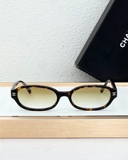 Chanel Luxury Designer Oval Sunglasses Tortoise Frame Crystal Temple Eyewear picture