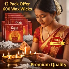Oil Lamp Cotton Wicks Pahan Thira Pooja High Quality Candle Wicks 12 Pack picture