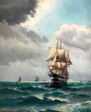 Ships near Kronborg Castle Giclee Art Oil painting HD printed on canvas L3100 picture