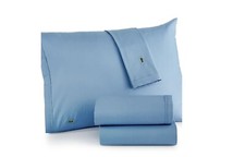 Lacoste 100% Cotton Percale Queen Sheet SetBreathable Hotel Quality Allure Blue. picture