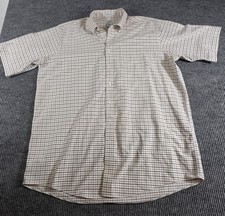 L.L. Bean Wrinkle Resistant Beige Plaid Short Sleeve  Size 171/2 picture