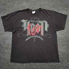 Vintage KORN T-Shirt Tour Band Promo Mens XL Faded Black Graphic Y2K picture