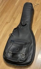 Vintage Levy's Premium Deluxe Black Leather Acoustic Guitar Gig Bag Padded picture