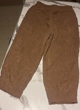 Zenana Women's Corduroy Fall Brown Pants Elastic Waist Cupped Leg Size L picture