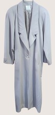 VTG Linda Richards Beige Womens Wool Trench Coat Button Front Duster USA Size 12 picture