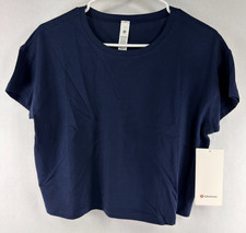 lululemon Cates Tee Womens Size 6 True Navy Pima Cotton Cropped Short Sleeve NWT picture