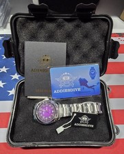 ADDIESDIVE AD2553 36mm Quartz Watch Purple 100m Waterproof Stainless Sapphire picture