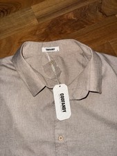 NWT COOFANDY Men's Short Sleeve Button Down Shirt Size XL Solid Brown Tan Casual picture