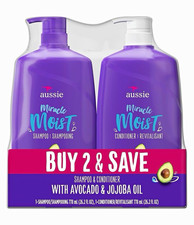 Aussie Miracle Moist Shampoo & Conditioner Avocado/Jojoba Paraben-Free 26.2 picture