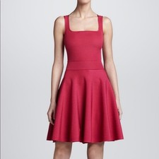 Jeanne Lanvin Vintage Cerise Pink Sleeveless Bodycon Knit Fit  Flare Dress S/M picture