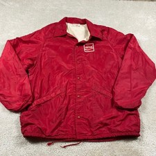 VTG 70s King Louie Pro Fit Coca-Cola Coaches Jacket Mens L Red Nylon USA picture