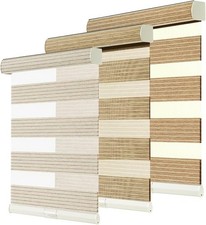 Ivory Cordless Zebra Blinds Natural Woven Light Filtering METechs Shades On Sale picture