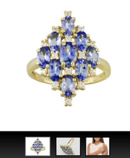 1.96ctw Oval Tanzanite and .24ctw Round White Zircon 18k Gold over Silver Ring 8 picture