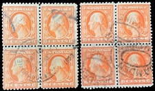 SAR23: US Scott 506 Washington Block of 4 Fancy Cancel Used 1917 VG picture
