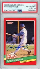 Graded 1991 Donruss Ivan Pudge Rodriguez #33 Rookie Card PSA 10 Auto Grade picture