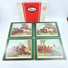 VTG Pimpernel English Fox Hunting Placemats Set of 4 Tally Ho Cork Back Boxed picture