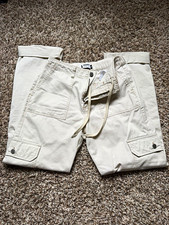 Monet Skateboards Women’s Beige Cargo Pants Drawstring Waist Pockets Button picture
