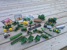 Vintage Ertl John Deere, Case, 1/64 scale diecast farm tractor, implement lot picture