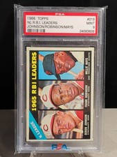 1966 Topps #219 NL RBI Leaders Willie Mays Frank Robinson PSA 9 POP 12 HOF picture