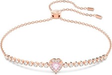 Swarovski One bracelet Heart Rose Gold Tone Rhodium Plated 5646745 Pink - M NEW picture