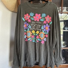 Natural Life Cotton Tee Flower Boho Hippie Comfort L/S picture