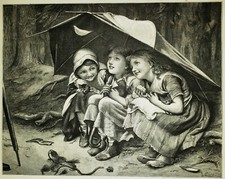 JOSEPH CLARK (1834-1926) Antique Original SIGNED Victorian ENGRAVING 3 Kittens picture