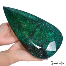 Huge 3.3 Kg Natural Brazilian Dark Green Emerald Pear Cut Museum Size Loose Gems picture