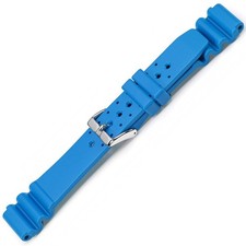Bonetto Cinturini Model 285 Mens 20mm Azure Blue Rubber Watch Band Strap Italy picture