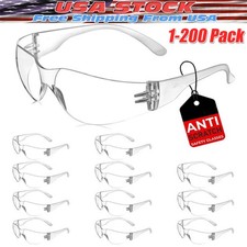 1-200 PAIR PACK Protective Safety Glasses Clear Lens Work UV ANSI Z87 Lot picture