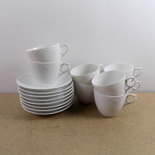 8 Royal Copenhagen White Half Lace Cups & Saucers 756 VGC Denmark picture