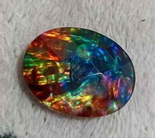 22.50 Ct Natural Ammolite Oval Opal-Like Organic Doublet Rare Loose GEMSTONE picture