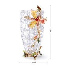 RORO 12 inch Vintage Crystal Flower Vase with Enamel Ornament - Lily Flower picture