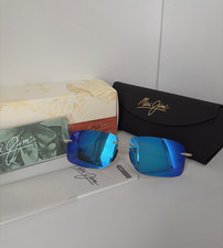 Maui Jim HI'KINA MJ443-05CM Polarized Sunglasses Blue Lens Matte White picture