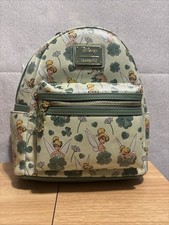 Loungefly Green Disney Peter Pan Tinker Bell Clover All-Over Print Mini Backpack picture