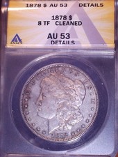 1878 8TF Morgan Silver Dollar, AU 53 ANACS, Tough Date, Mintage 758,500 picture