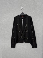 ADERLASS Gothic Strap Harness Black Denim Jacket With D-Rings & Zipper Size L picture