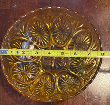 Vtg Anchor Hocking Starburst Medallion Honey Gold Amber Glass 8