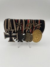 GORGEOUS WWI WW1 IMPERIAL GERMAN FOUR-PLACE MEDAL BAR IRON CROSS 2ND CLASS, ETC. picture