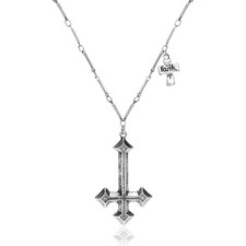 MUNORIAY Satanic Inverted Cross Necklace: Gothic ONE SIZE, Antique Silver picture