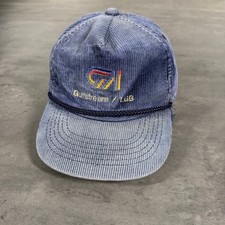 Vintage Gulfstream Snapback Hat Mens Blue Faded Corduroy Long Beach Aviation Cap picture