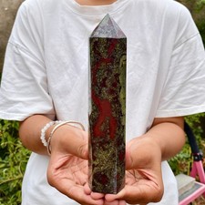 1.4LB  Natural Dragon Blood Stone Quartz Crystal Tower Point Healing Chakra picture