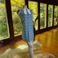 Vintage 60s 70s Jodeen Ann Tresnak Mod Retro Schoolgirl Shift Dress Size Small picture