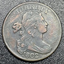 1802 Draped Bust Large Cent 1c S-236 LDS Reverse Cud Die Cracks VF+ Details picture