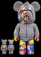 Bearbrick BAPE Camo Shark 100% 400% Medicom 30th Anniversary 3PC Set picture