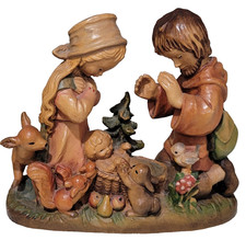 Vintage ANRI Wood Carving Nativity Scene Baby Jesus Mary Joseph Figurine picture