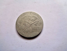 Vintage c1988 Tunisia 1 Dinar Coin copper nickel harvesting crops Used picture