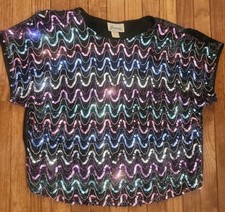 Vintage Joanna Top Womens XL/40 Sequin Party Disco Blouse Festival Retro 70s 80s picture