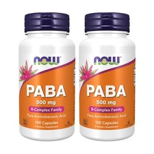 2 x NOW FOODS PABA 500 mg Para aminobenzoic Acid 100 Caps picture