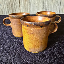 Vintage McCoy Pottery Stoneware Coffee Mugs Canyon Mesa #1412 Set Of Three picture