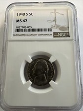 1948-S 5C  Jefferson Nickel NGC MS67   4857908-005 picture
